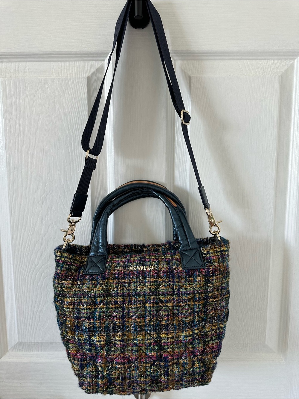 MZ Wallace metro tote deluxe Multicolor Tweed Tote with bluish   Handles